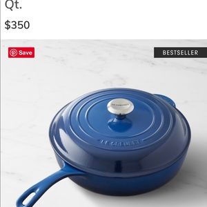 Le Creuset signature cast iron deep sauté pan indigo